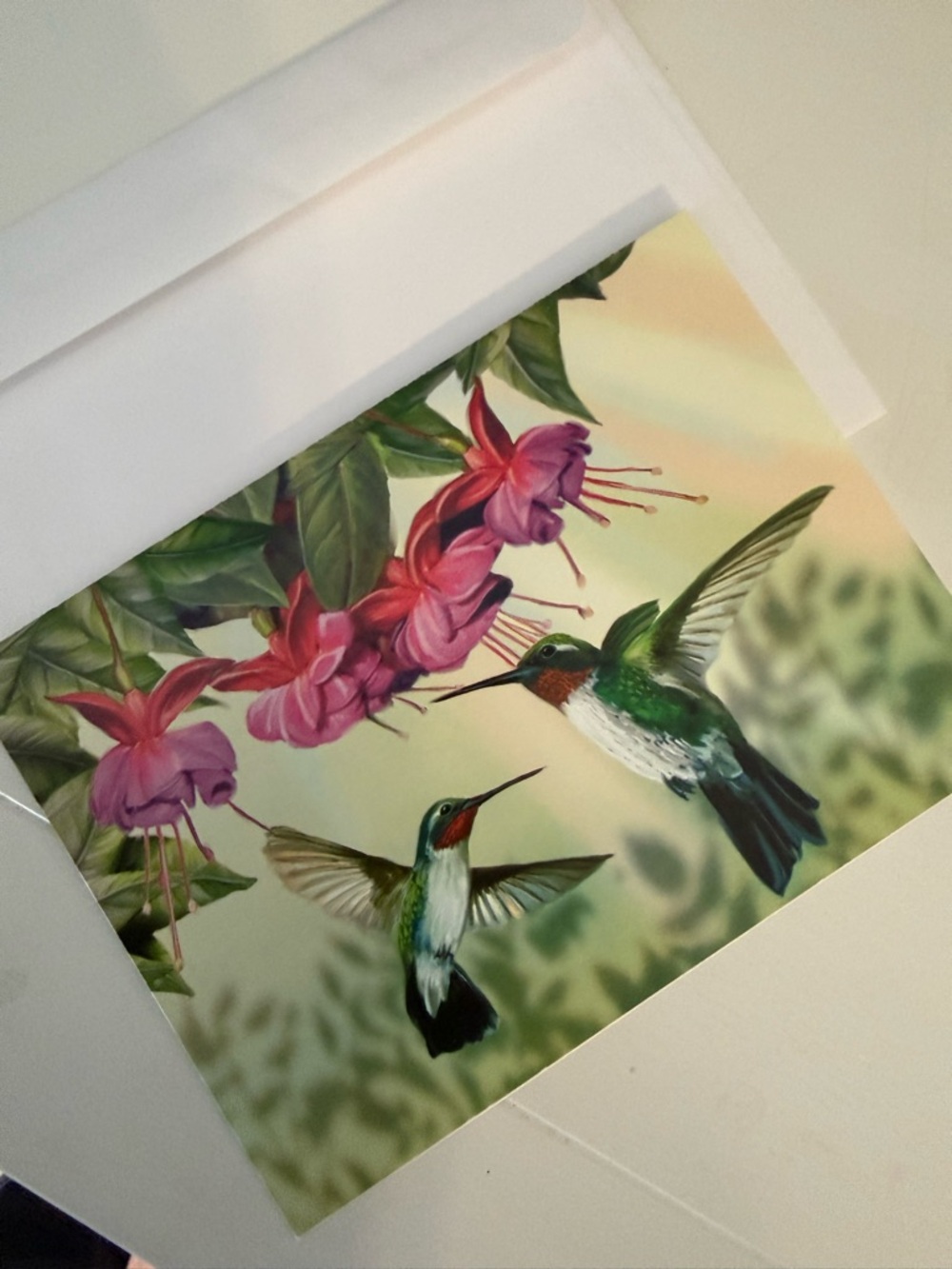 Hummingbird Floral Blank Greeting Card w/Envelope